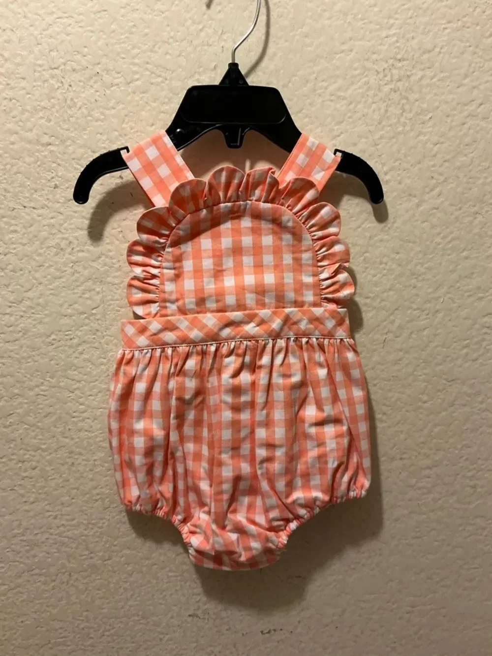 New SOPHIE & LUCAS ORANGE CLASSIC GINGHAM RUFFLE SUNSUIT Peach